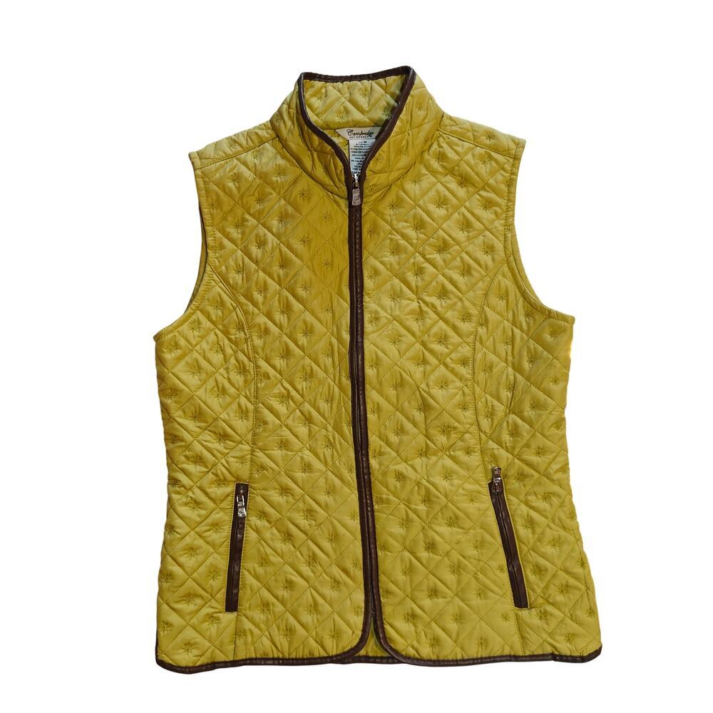 Cambridge Dry Goods Chartreuse Quilted Puffer Vest Zip Front Size M